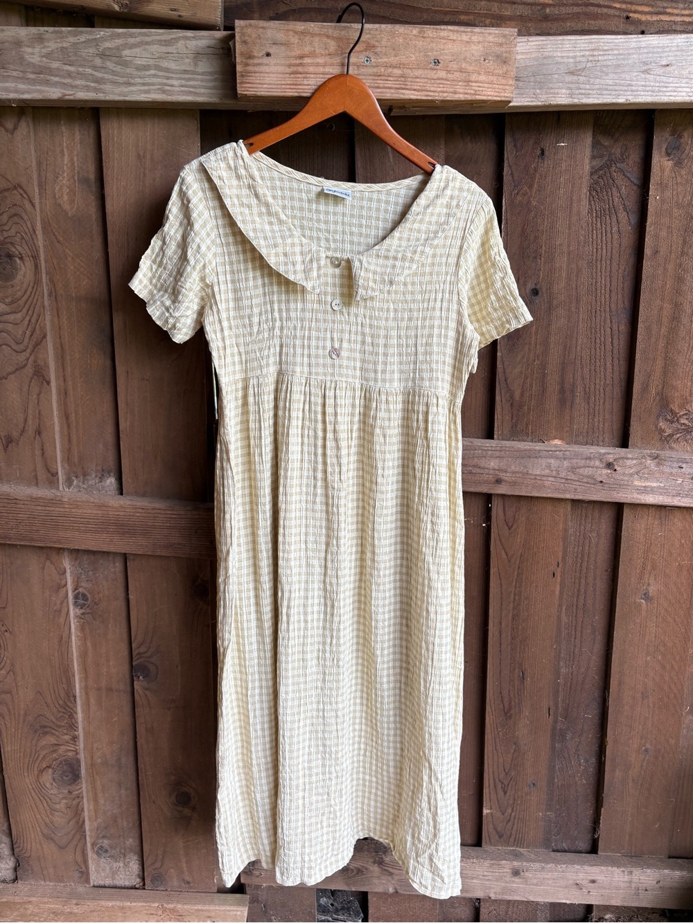 VTG Styleworks Gingham Picnic Collar Cottagecore Modest Maxi Dress